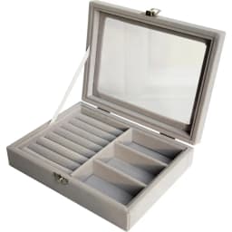 Velvet Glass Ring Earring Jewelry Display Organizer Box Storage Organizer Box Divider Soft Gray Velvet Ring Case Jewellery Tray