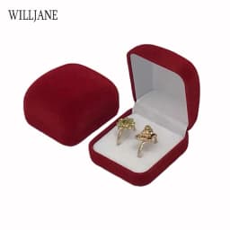 Wholesale Double Wedding Rings Box Velvet Engagement Ceremony Valentine's Gift Couple Ring Jewelry Packaging Storage Organizer