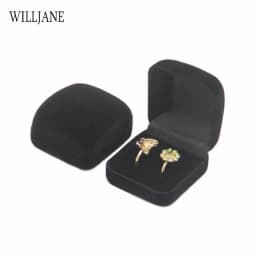 Wholesale Double Wedding Rings Box Velvet Engagement Ceremony Valentine's Gift Couple Ring Jewelry Packaging Storage Organizer