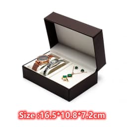 Fashion Double Pillow Watch Box Jewelry Storage Box PU Leather Couple Necklace Brecalet Earring Storage Case Gift Box Wholesale