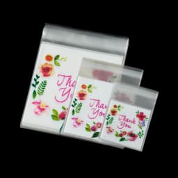 100pcs/lot Plastic Bags Thank you Cookie&Candy Bag Colorful Flower Print OPP Bags for DIY Jewelry Display Storage Gifts Bags