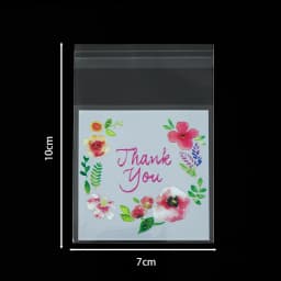 100pcs/lot Plastic Bags Thank you Cookie&Candy Bag Colorful Flower Print OPP Bags for DIY Jewelry Display Storage Gifts Bags