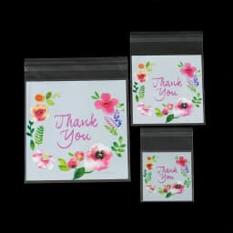 100pcs/lot Plastic Bags Thank you Cookie&Candy Bag Colorful Flower Print OPP Bags for DIY Jewelry Display Storage Gifts Bags
