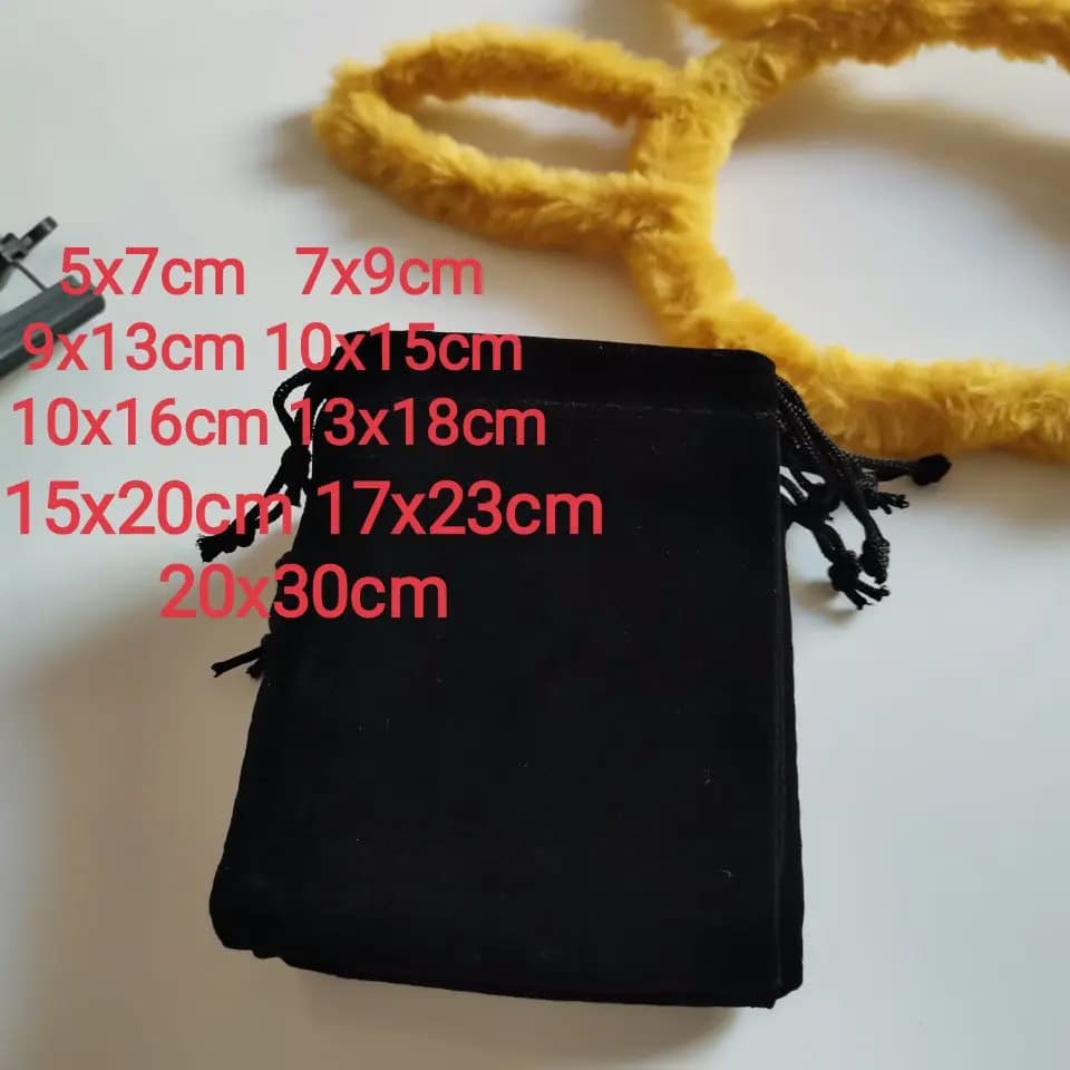 wholesale Black Drawstring Velvet bag Jewelry Pouches Gift Display Packing Flannel Bag Drawstring Pocket 5x7/7x9/9x12/10x15cm