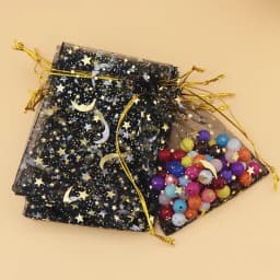50pcs Gauze Bag Star-Moon Black Bags 9*12cm Special Design Organza Package Bronzed Wedding Gift Candy Jewelry Package