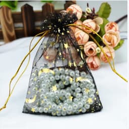 50pcs Gauze Bag Star-Moon Black Bags 9*12cm Special Design Organza Package Bronzed Wedding Gift Candy Jewelry Package