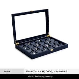 Oirlv New Blue Jewelry Organizer Tray Acrylic Lid Premium Leather Jewelry Box Transparent Lid Drawer Insert Jewelry Display Case