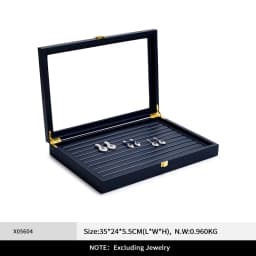 Oirlv New Blue Jewelry Organizer Tray Acrylic Lid Premium Leather Jewelry Box Transparent Lid Drawer Insert Jewelry Display Case