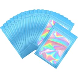 50pcs Smell Proof Mylar Bags Visible Holographic Packaging Bag Resealable Ziplock Opp Bags Foil Pouch Bags for Jewelry Packaging