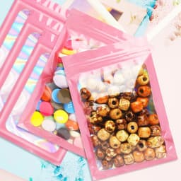 50pcs Smell Proof Mylar Bags Visible Holographic Packaging Bag Resealable Ziplock Opp Bags Foil Pouch Bags for Jewelry Packaging