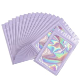 50pcs Smell Proof Mylar Bags Visible Holographic Packaging Bag Resealable Ziplock Opp Bags Foil Pouch Bags for Jewelry Packaging