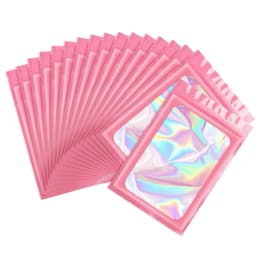 50pcs Smell Proof Mylar Bags Visible Holographic Packaging Bag Resealable Ziplock Opp Bags Foil Pouch Bags for Jewelry Packaging