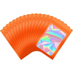 50pcs Smell Proof Mylar Bags Visible Holographic Packaging Bag Resealable Ziplock Opp Bags Foil Pouch Bags for Jewelry Packaging
