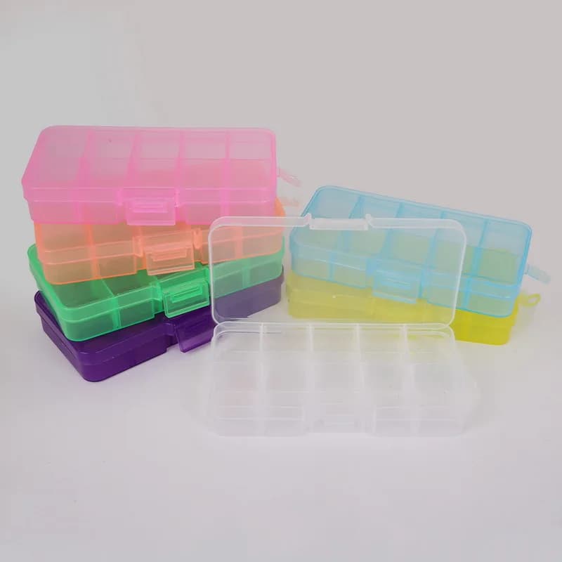 Cheap 10 cells Plastic lots Adjustable Jewelry Storage Box Case Craft Organizer Ring Earring Beads Pills Container for Display