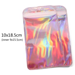 50pcs Iridescent Self Sealing OPP Bags Laser Iridescent Zip lock Resealable Package Pouch Retail DIY Jewelry Storage Accessories