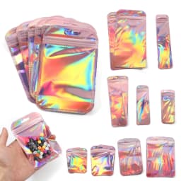 50pcs Iridescent Self Sealing OPP Bags Laser Iridescent Zip lock Resealable Package Pouch Retail DIY Jewelry Storage Accessories