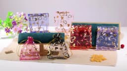 25pcs/lot Jewelry Bag Organza Colorful Hot Gold Color Heart Print Gifts Pouches Wedding Christmas Party Candy Jewelry Packing