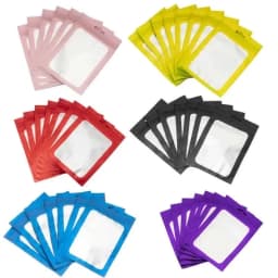 50pcs Colorful Plastic Hang Bags Pouch Self Sealing Reusable Small Little Ziplock Display Ring Necklace Gift Jewelry Packaging