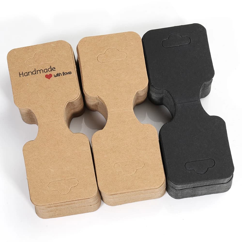 50pcs 9x3.5cm Kraft Paper Packing for Necklace Bracelets Jewelry Display Cards Handmade Jewelry Hairband Price Tags Card Holder
