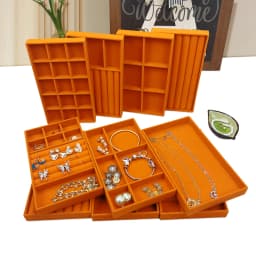 1PC, Flocking Jewelry Box Jewelry Tray, Color: Orange