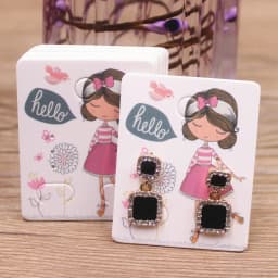 50pc/lot 5x4cm Hot Sale New Cute Girl Flower Series Stud Drop Earring Package Card Pattern Thank You /Yellow Tree Earring Tag