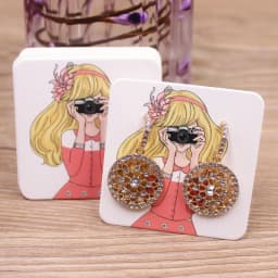50pc/lot 5x4cm Hot Sale New Cute Girl Flower Series Stud Drop Earring Package Card Pattern Thank You /Yellow Tree Earring Tag