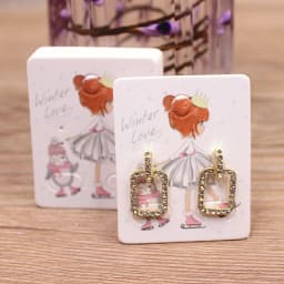 50pc/lot 5x4cm Hot Sale New Cute Girl Flower Series Stud Drop Earring Package Card Pattern Thank You /Yellow Tree Earring Tag