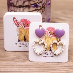 50pc/lot 5x4cm Hot Sale New Cute Girl Flower Series Stud Drop Earring Package Card Pattern Thank You /Yellow Tree Earring Tag