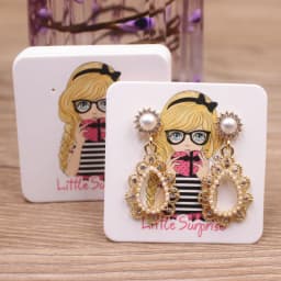50pc/lot 5x4cm Hot Sale New Cute Girl Flower Series Stud Drop Earring Package Card Pattern Thank You /Yellow Tree Earring Tag