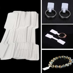 White Jewelry Sticky Necklace Stickers Display Tags Paper Price Labels Hang Size Ring Sticker