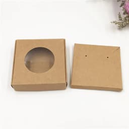 50Sets Kraft Paper Handmade Jewelry Set Packing Displays Boxes Brown Necklace And Earring Gift Boxes 6x6x1cm 6x6x1.5cm