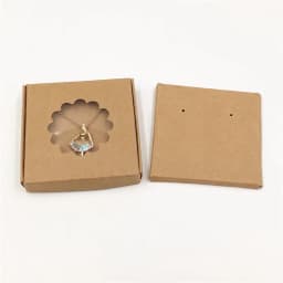 50Sets Kraft Paper Handmade Jewelry Set Packing Displays Boxes Brown Necklace And Earring Gift Boxes 6x6x1cm 6x6x1.5cm