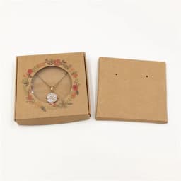 50Sets Kraft Paper Handmade Jewelry Set Packing Displays Boxes Brown Necklace And Earring Gift Boxes 6x6x1cm 6x6x1.5cm