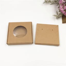 50Sets Kraft Paper Handmade Jewelry Set Packing Displays Boxes Brown Necklace And Earring Gift Boxes 6x6x1cm 6x6x1.5cm