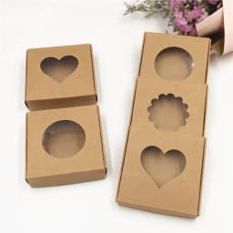 50Sets Kraft Paper Handmade Jewelry Set Packing Displays Boxes Brown Necklace And Earring Gift Boxes 6x6x1cm 6x6x1.5cm