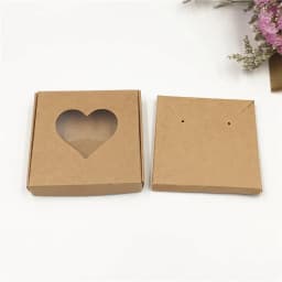 50Sets Kraft Paper Handmade Jewelry Set Packing Displays Boxes Brown Necklace And Earring Gift Boxes 6x6x1cm 6x6x1.5cm