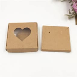 50Sets Kraft Paper Handmade Jewelry Set Packing Displays Boxes Brown Necklace And Earring Gift Boxes 6x6x1cm 6x6x1.5cm