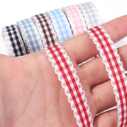 5yards/lot 1cm Classical Lace Plaid Ribbon Colorful Wrapping Webbing For DIY Gift Pakaging Clothes Sewing Decor Accessories
