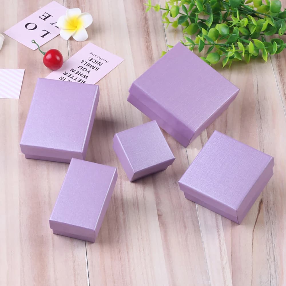 12pcs/ Lot Purple Luxury Kraft Gift Box Ardboard Paper Bracelet Necklace Jewellry Boxes Packaging Rings Gift Storages Wholesale