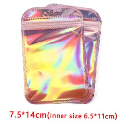 50pcs/lot Pink Laser Ziplock Bags Reusable Plastic Transparent Bags for Jewelry Packaging Cosmetic Retail Display Bags