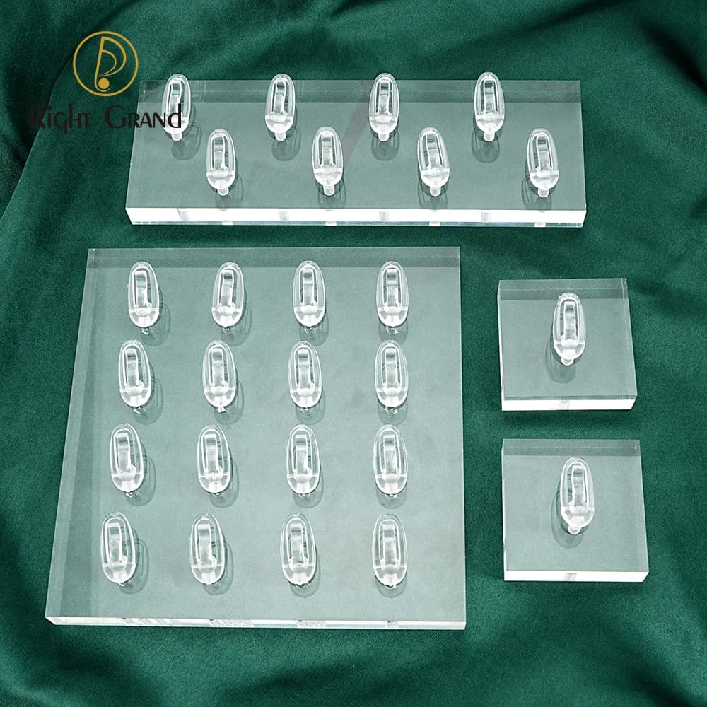 Clear Polished Acrylic Square Rectangle Nose Ring Clicker Hoop Earring Piercing Jewelry Display Holder Stands