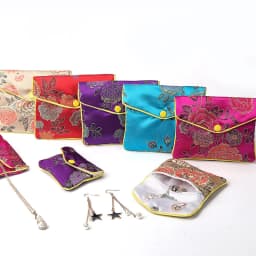 Chinese Brocade Handmade Silk Embroidery Padded Zipper Small Jewelry Gift Storage Pouch Bag Snap Case Satin Coin Purse Wholesale