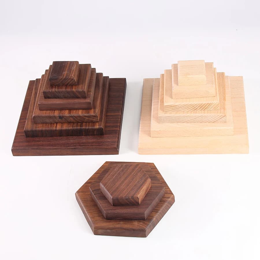 Walnut and Beech Wood Display Gift Base, Handmade Doll Display Stand, Simple Jewelry Tray, Cosmetics Organizer ,Jewelery Holder
