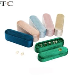 High-End Exquisite Retro Portable Velvet Ring Storage and Display Box Soft Velvet Ring Earring Jewelry Box