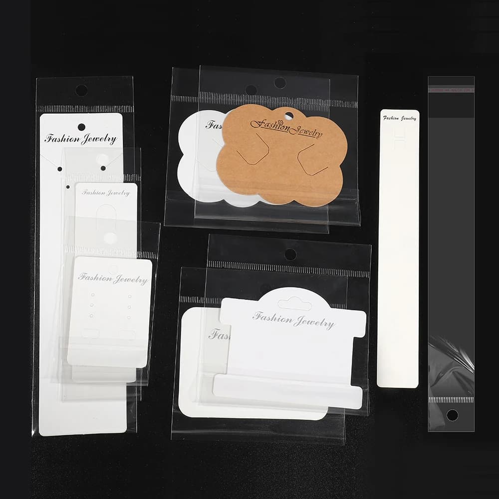 30Pcs Earring Display Kraft Paper Cards and 30Pcs Adhesive Bags for DIY Jewelry Packaging Necklace Display Cards with Bags Set