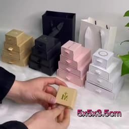 Wholesale 100pcs/lot Custom Logo Paper Jewelry Box Gift Packaging Box Printed Logo Earring Necklace Bracelet Box