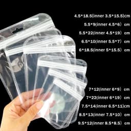 50pcs Transparent Self Sealing Bags Hang Pouch Thicken OPP Bags for DIY Jewelry Retail Display Packaging Storage Ziplock Bag