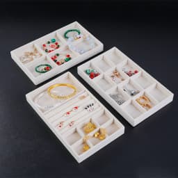 Jewelry Organizer Velvet Jewelry Storage Tray Display Ring Bracelet Necklace Storage Box Showcase Drawer Organizer Trays Beige