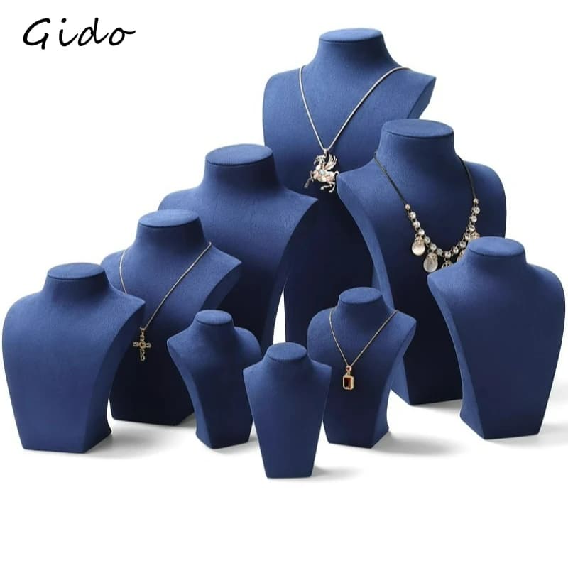 Jewelry Display Stand Necklace Holder Mannequin Bust for Boutique Window Showcase Blue Pendant Showing Rack