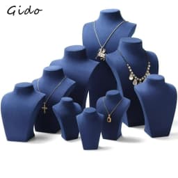 Jewelry Display Stand Necklace Holder Mannequin Bust for Boutique Window Showcase Blue Pendant Showing Rack